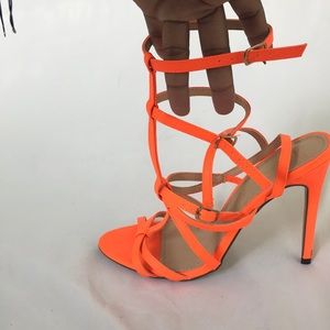 Neon Orange strappy heels